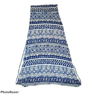 Charlotte Russe Summer Maxi Skirt with Side Slits Blue and White 487